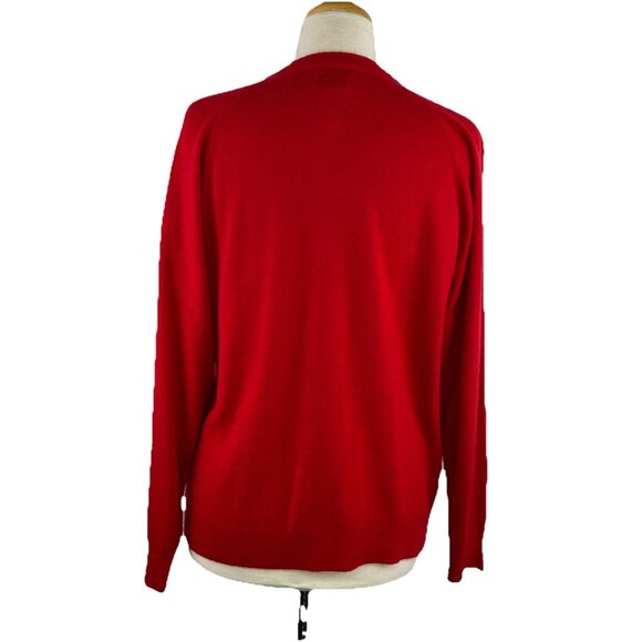 Vtg Designers Originals Sz L Red Cardigan Pearl Look Buttons Luxelon USA Made - Picture 4 of 7